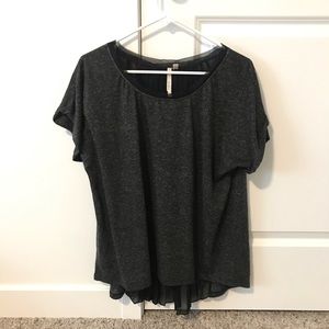 Black T shirt with pleated detail